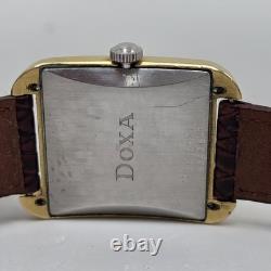 Vintage DOXA Mens Tank Wrist Watch Mechanical Wind Up Gold Plated Swiss Rare