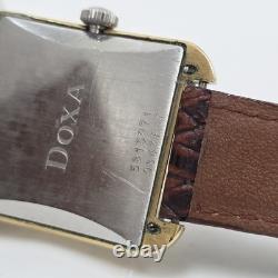 Vintage DOXA Mens Tank Wrist Watch Mechanical Wind Up Gold Plated Swiss Rare