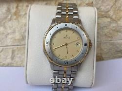 Vintage Delma Watch Two Toned Silver Gold Mint Condition With Case Swiss So Rare