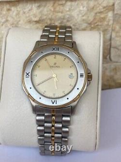 Vintage Delma Watch Two Toned Silver Gold Mint Condition With Case Swiss So Rare