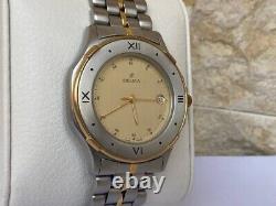 Vintage Delma Watch Two Toned Silver Gold Mint Condition With Case Swiss So Rare