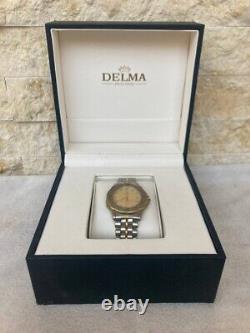 Vintage Delma Watch Two Toned Silver Gold Mint Condition With Case Swiss So Rare