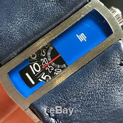 Vintage Directime LIP Baschmakoff Jump Hour RARE Swiss Mechanical Men Watch Blue