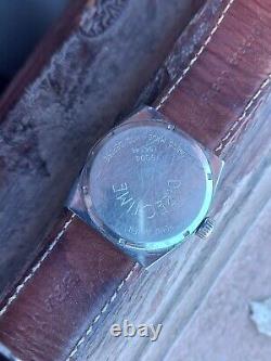 Vintage Directime LIP Baschmakoff Jump Hour RARE Swiss Mechanical Men Watch Blue