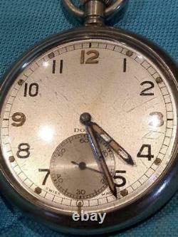 Vintage Doxa Watch WW2 Pocket Mechanical Swiss Face Open Rare Old 15 jewels Work
