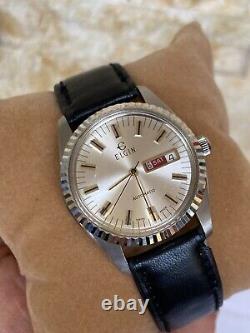 Vintage Elgin Watch Automatic Swiss Silver 25 Jewels 1960's Gents 36mm Rare Mens