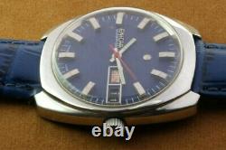 Vintage Enicar Blue Automatic Swiss Men's Working Wrist Watch Rare