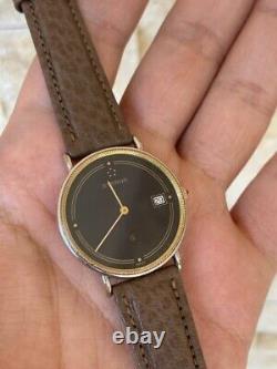 Vintage Eterna Q Watch Swiss Gold 122.6141.20 1980's Black Rare Working Mint