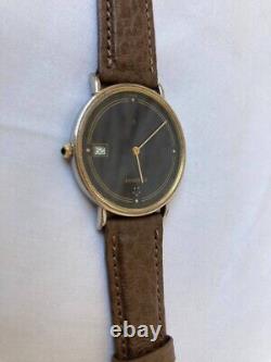 Vintage Eterna Q Watch Swiss Gold 122.6141.20 1980's Black Rare Working Mint