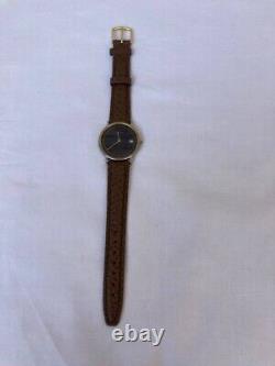 Vintage Eterna Q Watch Swiss Gold 122.6141.20 1980's Black Rare Working Mint