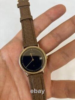 Vintage Eterna Q Watch Swiss Gold 122.6141.20 1980's Black Rare Working Mint