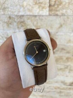 Vintage Eterna Q Watch Swiss Gold 122.6141.20 1980's Black Rare Working Mint