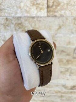 Vintage Eterna Q Watch Swiss Gold 122.6141.20 1980's Black Rare Working Mint