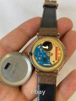 Vintage Eterna Q Watch Swiss Gold 122.6141.20 1980's Black Rare Working Mint