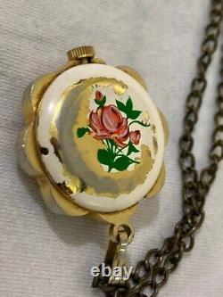 Vintage Etienne Necklace Watch 17 jewels Swiss made ladies rare working 1970's