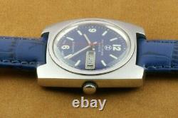 Vintage Favre Leuba Blue Automatic Swiss Men's Working Wrist Watch Rare