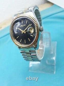 Vintage Felca Rotomatic Date Swiss Wrist Watch Auto Men's Rare Black Dial