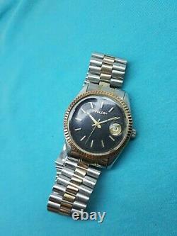 Vintage Felca Rotomatic Date Swiss Wrist Watch Auto Men's Rare Black Dial