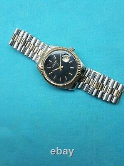 Vintage Felca Rotomatic Date Swiss Wrist Watch Auto Men's Rare Black Dial