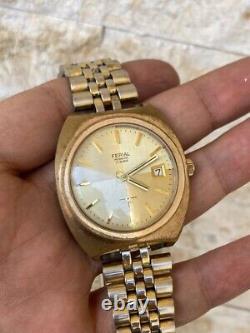 Vintage Ferial Watch Full Gold Plated Swiss Made 1960's Super Rare 17 Jewels Men