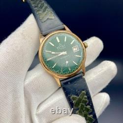 Vintage Flint Watch Men's Gold Filled 17 Jewels Green Dial Swiss Made Rare