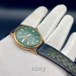 Vintage Flint Watch Men's Gold Filled 17 Jewels Green Dial Swiss Made Rare