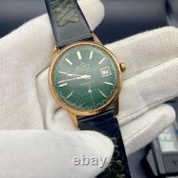 Vintage Flint Watch Men's Gold Filled 17 Jewels Green Dial Swiss Made Rare