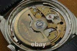 Vintage Fortis Trueline Black Automatic Swiss Men's Working Wrist Watch Rare