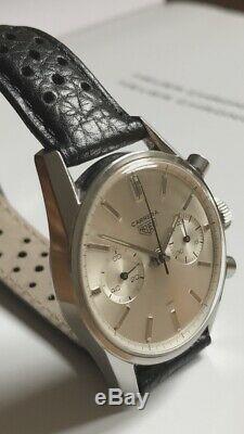 Vintage Heuer Carrera 3647s. Rare Swiss Only Dial. Valjoux 92. Rare Chronograph