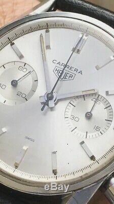 Vintage Heuer Carrera 3647s. Rare Swiss Only Dial. Valjoux 92. Rare Chronograph