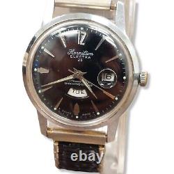 Vintage Hormilton Swiss Electra 25 Men's Wrist Watch Rare Black Face Day/Date