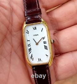 Vintage Insa Watch Tank mechanic Swiss Watch Gold plated 1970s Rare Watch