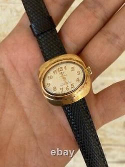 Vintage Jovial Watch Heavy Gold Plated White Ladies Elegant Swiss 1960's Rare