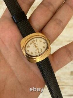 Vintage Jovial Watch Heavy Gold Plated White Ladies Elegant Swiss 1960's Rare