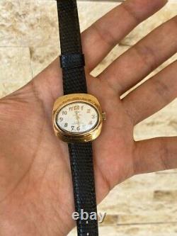 Vintage Jovial Watch Heavy Gold Plated White Ladies Elegant Swiss 1960's Rare