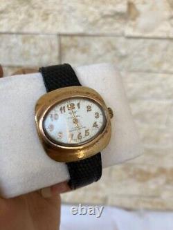 Vintage Jovial Watch Heavy Gold Plated White Ladies Elegant Swiss 1960's Rare