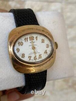 Vintage Jovial Watch Heavy Gold Plated White Ladies Elegant Swiss 1960's Rare