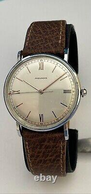 Vintage Jumbo MOVADO Watch RED Arrow Seconds Hand Swiss Made 35mm RARE