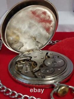 Vintage LANCO Pocket Watch Langendorf Mechanical Swiss Chain Box Rare Old 1940