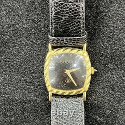 Vintage Ladies 18K SOLID Gold Gucci Black Dial MECHANICAL Swiss Watch RARE