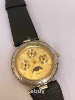 Vintage Lavian Watch chronograph 18K GOLD PLATED 1043 M Swiss Quartz RARE 36MM