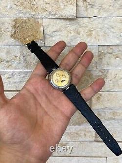 Vintage Lavian Watch chronograph 18K GOLD PLATED 1043 M Swiss Quartz RARE 36MM