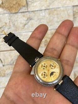 Vintage Lavian Watch chronograph 18K GOLD PLATED 1043 M Swiss Quartz RARE 36MM