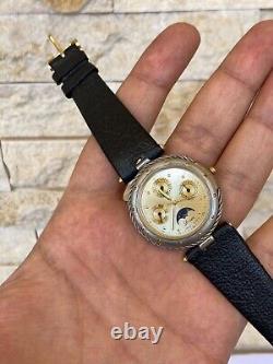 Vintage Lavian Watch chronograph 18K GOLD PLATED 1043 M Swiss Quartz RARE 36MM