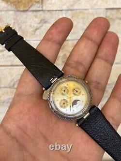 Vintage Lavian Watch chronograph 18K GOLD PLATED 1043 M Swiss Quartz RARE 36MM