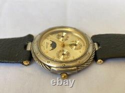 Vintage Lavian Watch chronograph 18K GOLD PLATED 1043 M Swiss Quartz RARE 36MM