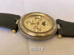 Vintage Lavian Watch chronograph 18K GOLD PLATED 1043 M Swiss Quartz RARE 36MM