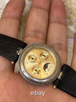 Vintage Lavian Watch chronograph 18K GOLD PLATED 1043 M Swiss Quartz RARE 36MM