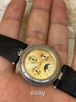 Vintage Lavian Watch chronograph 18K GOLD PLATED 1043 M Swiss Quartz RARE 36MM