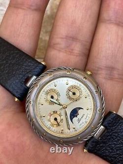 Vintage Lavian Watch chronograph 18K GOLD PLATED 1043 M Swiss Quartz RARE 36MM